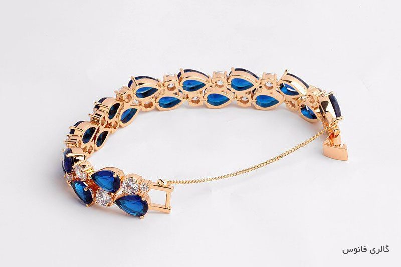 دستبند-زنانه-آبی-رنگی-سنگ-بزرگ-B0172